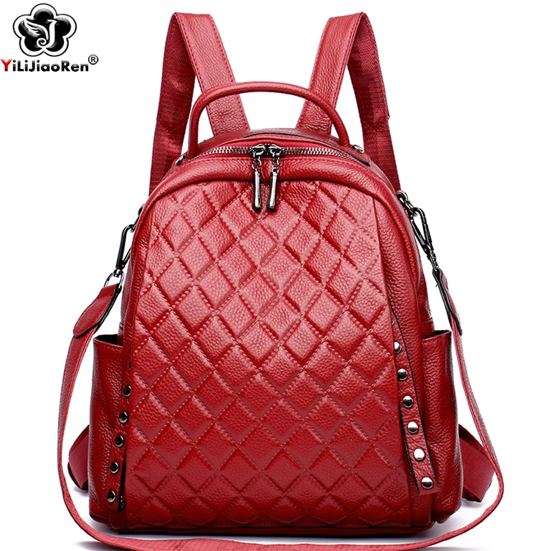 Luxury Bags With Zipper - Рюкзак из натуральной кожи, женская сумка
