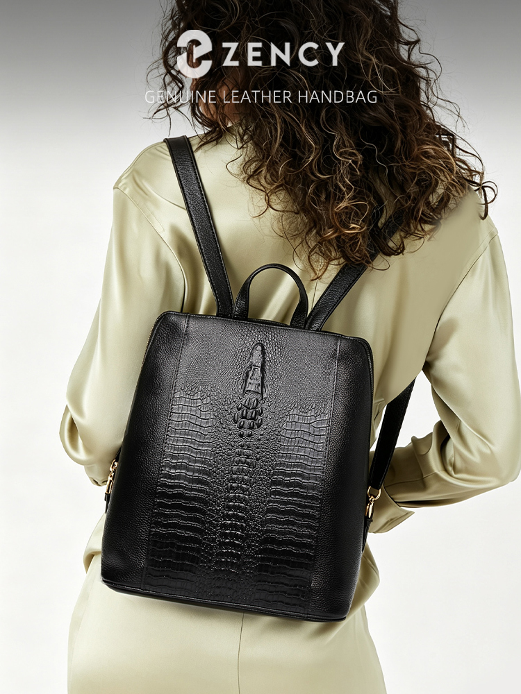 Genuine Leather Backpack - Женский рюкзак Zency из натуральной крокодиловой