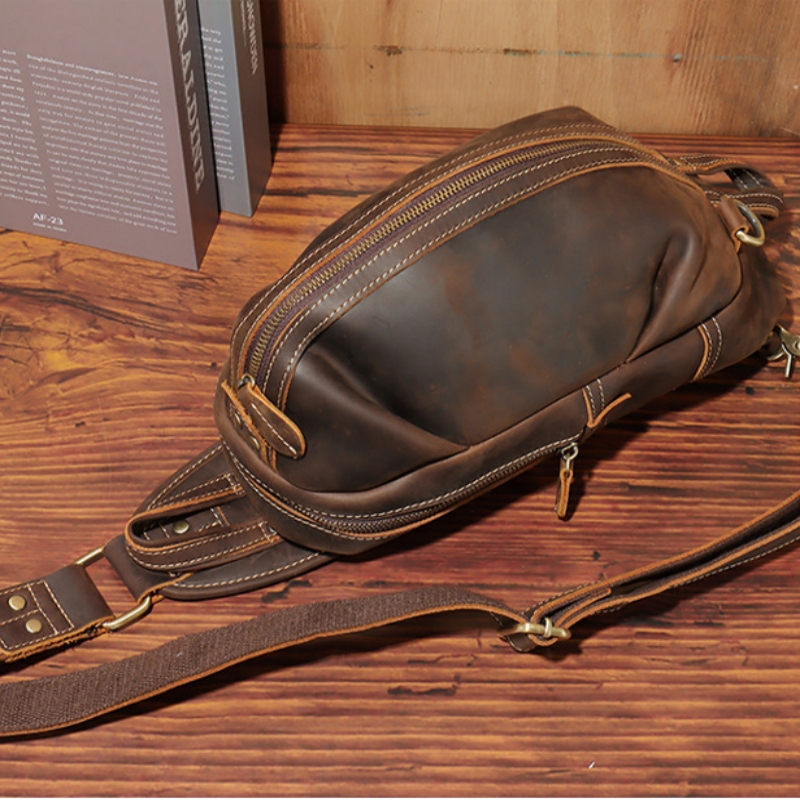 Роскошная нагрудная Сумка-слин – обзор и цена Genuine Leather Backpack