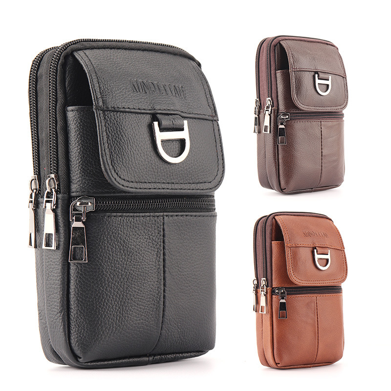 Мужская кожаная поясная сумка  – обзор и цена Genuine Leather Backpack